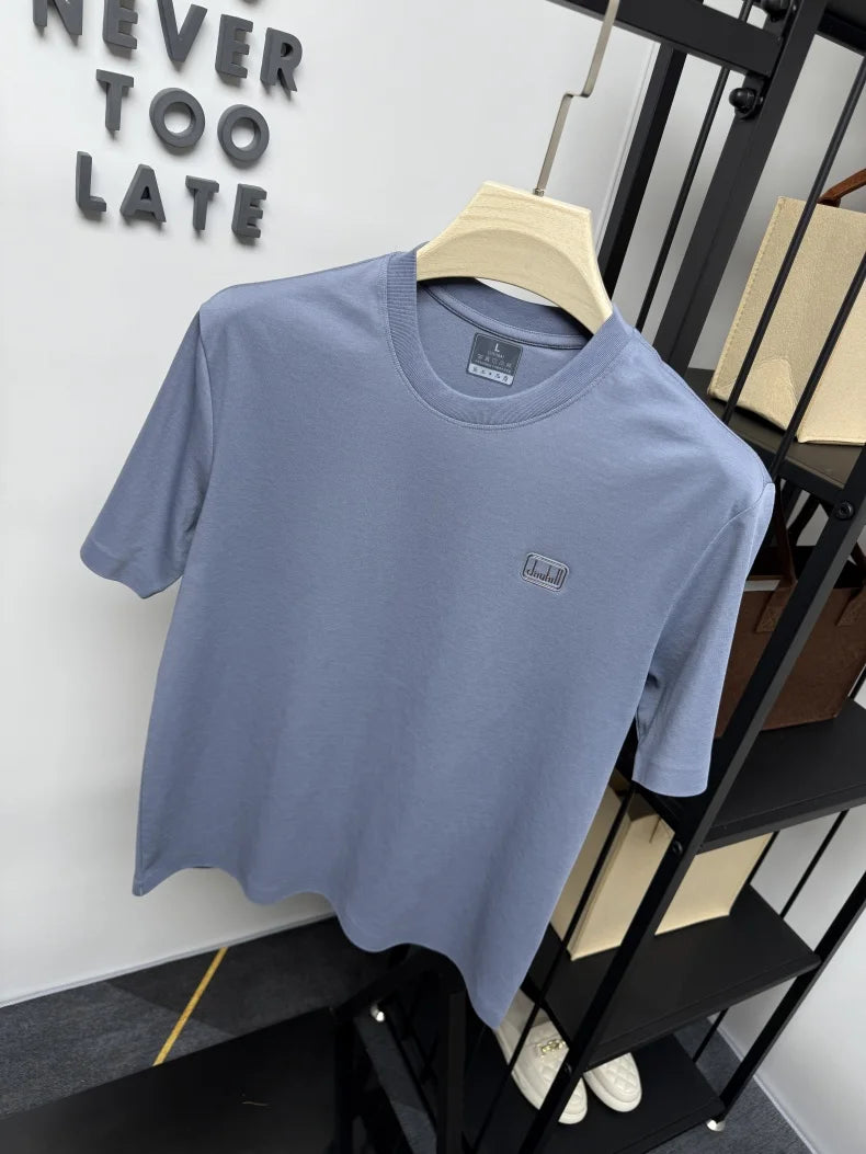 Men's short sleeved T-shirt 2025 summer hot item solid color round neck high-quality simple trendy casual base shirt for men top