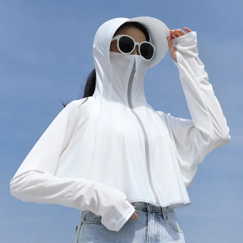 Summer women's sun protection clothing  protection long sleeve women's cloak breathable outdoor sports women's sun hat clothing