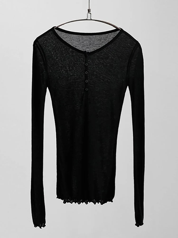 Sexy Tshirt Women T Shirt 2025 Spring Summer T-Shirt Women Tops Korean Long Sleeve Vetement Femme Ropa Mujer Kawaii Clothes