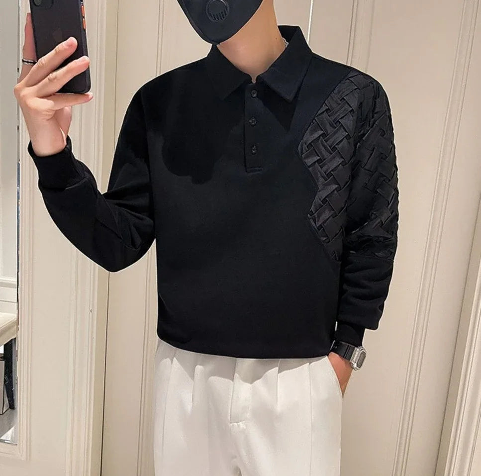 Polo T Shirt for Men 100℅ Cotton Pullovers Unicolor Man Sweatshirt Black Plain Sale Quotes Full Sleeve Designer Korean Autumn Xl