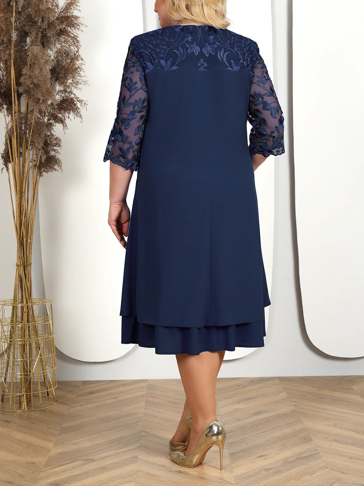 Plus Size Dresses For Women Elegant Embroidery Chiffon Prom Formal Wedding Evening Party Banquet Prom Women Clothing Vestidos