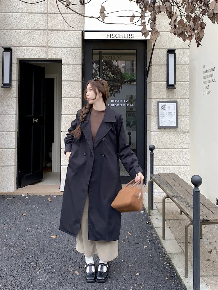 2025 Women's Coat Plus Size Mid-Length Jacket British Style Fashionable Temperament Spring Autumn Arrival Windbreaker Outerwear