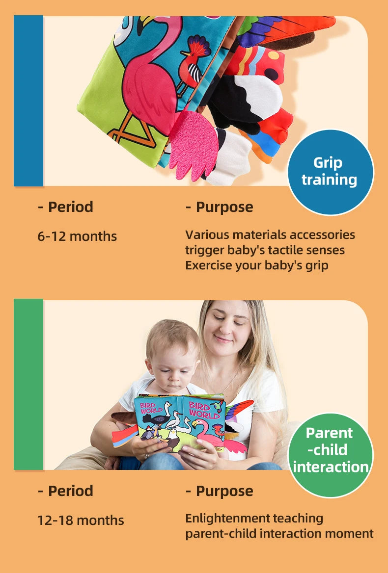 Baby Cloth Book 6 Pages 0-3 Year Old Early Education Parent-child Interaction Baby Toys For 0-3 Year Old Newborn Gifts