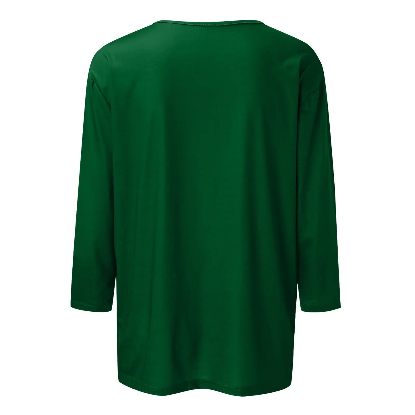 Women's T-Shirt Fashion Casual Everyday Versatile V-Neck 3/4 Length Sleeve Tops Solid Color Printed T-Shirt Top