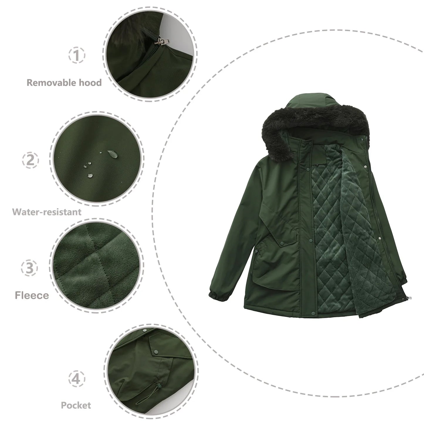 Cotton Coat Women 2025 Winter Mid-length Parka Plus Velvet Korean Style Large Fur Collar Plus Velvet Coat