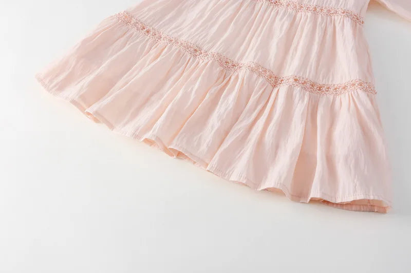 Girls Dress 2025 Spring New Elegant Lace Dress Sweet Girls Long Dress Ruffle Kids Dress For Girls