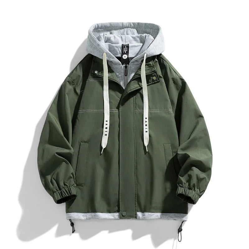 Men's Jacket Thin Hooded Jacket Youth Autumn and Winter New Popular Color Matching High-end Baseball Uniform Casual Hooded