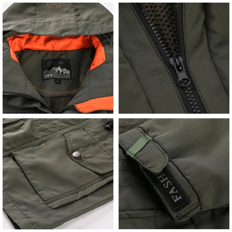Men Camping Lnterchange Jacket Men Men Outdoor Jacket Spring Autumn New Hooded Casual Jacket Men Windproof Windbreaker Coat
