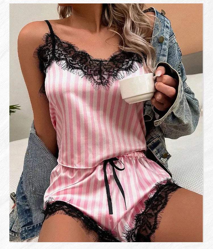 woman Women's Underwear Sleep Lounge Pajama Sets Fun lingerie European American sexy pajamas home clothes two-piece 3-point set