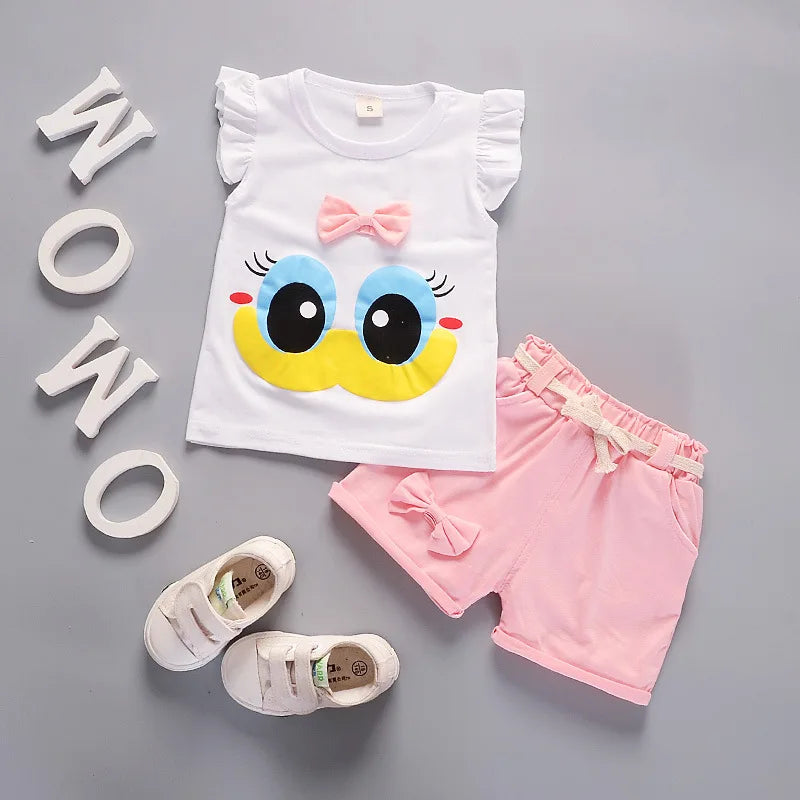 Children's Girls Clothes Summer New Baby Girl Fashion Cute Vest Shorts 2Pcs/Sets Infant Outfits Kids Tracksuits 1 2 3 4 Years