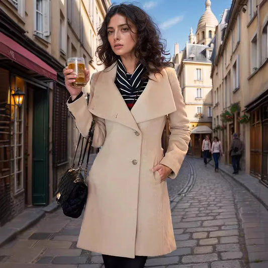 Coat Woolen Coat Women's Mid-length Single-breasted Belted Woolen Coat Women's Korean Style Winter Clothes Women