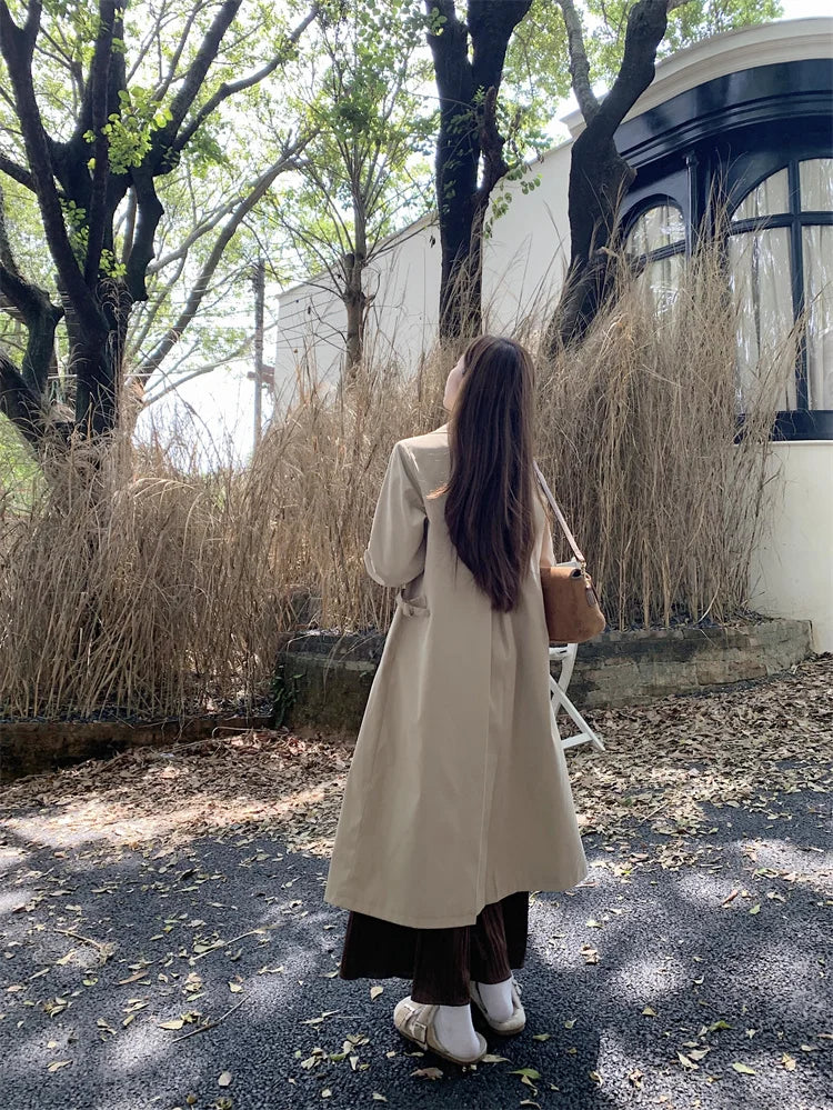 2025 Women's Coat Plus Size Mid-Length Jacket British Style Fashionable Temperament Spring Autumn Arrival Windbreaker Outerwear