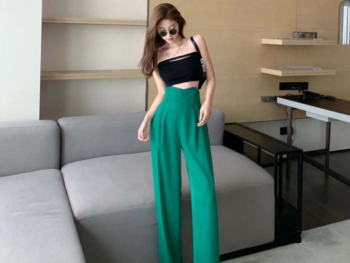 Female Pants Work Flare High Waist Clothes Tailoring Office Trousers for Women Black Aesthetic Harajuku Comfortable Stretch G