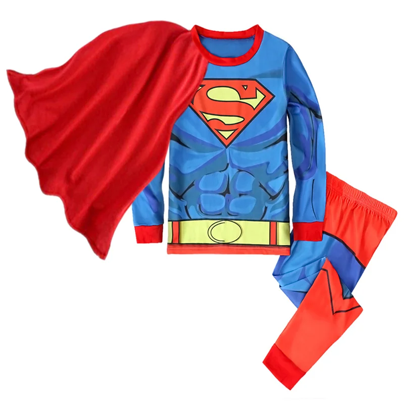 Children's Spiderman Pajama Set for Boys Cartoon Superhero Spider Cosplay Costume Long Sleeve Kids Sleepwear