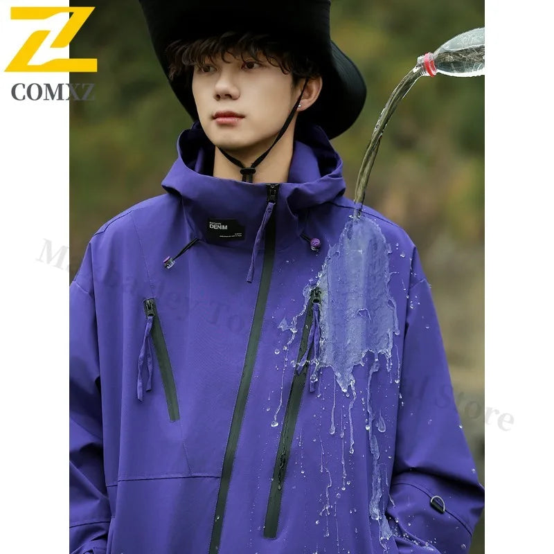 Men's Jacket 2025 New Fashion Hooded Waterproof Windproof Jackets Outdoor Camping Adventure Lightweight Breathable Outerwear