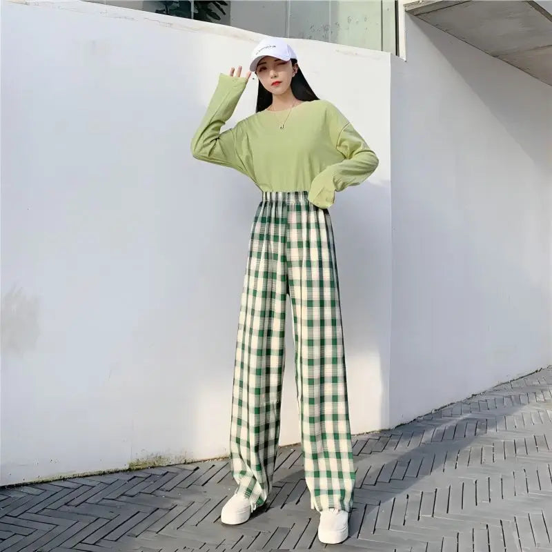 2025 New Women Christmas Pajama pants Autumn Winter Plaid Printed Pants Fashion Casual Wide Leg Pants Clothing Streetwear