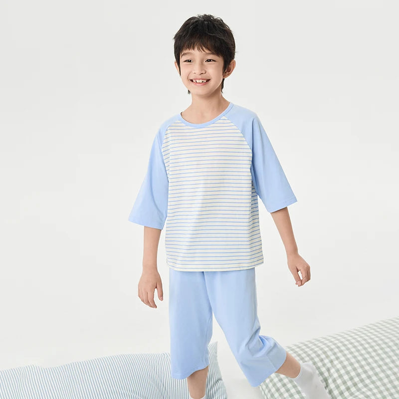 Balabala Pajama Sets Boys GirlsThin 2025 Summer New Air-conditioned Clothing Home Wear for Young and Older Children Parent-Child