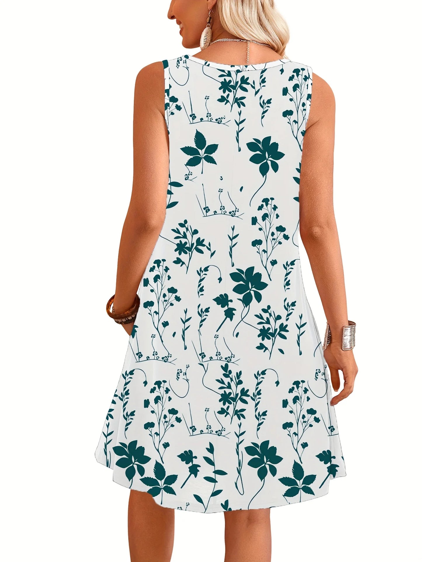 Women's Floral  Dress Navy Blue Floral Print White Dresses Woman Summer Oversized Female Clothing Y2k Clothes Woman Costume Tops