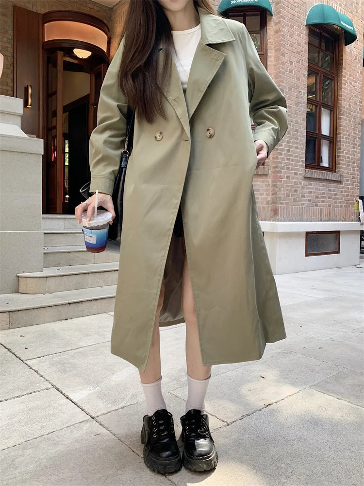 2025 Women's Coat Plus Size Mid-Length Jacket British Style Fashionable Temperament Spring Autumn Arrival Windbreaker Outerwear