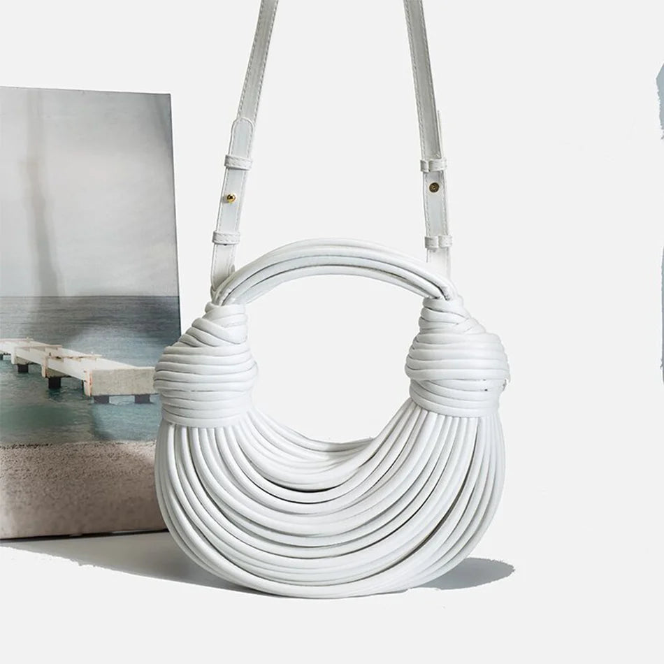 Handbags for Women  Gold Luxury Designer Brand Handwoven Noodle Bags Rope Knotted Pulled Hobo Silver Evening Clutch Chic