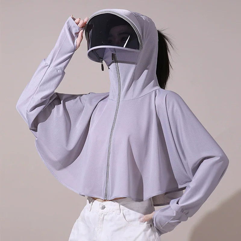 Summer Sun-protective Women's Clothing Breathable Smock Ice Silk Thin UV Protection Ladies Cloak & Cape For Women