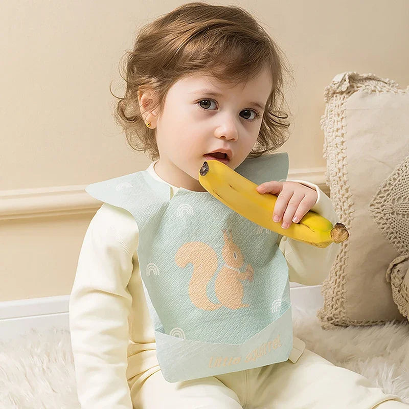 Kids Disposable Baby Bibs Baby Stuff Cartoon Printed Boys Girls Bib Adjustable Toddler Newborn Feeding Bib Burp Cloths Scarf