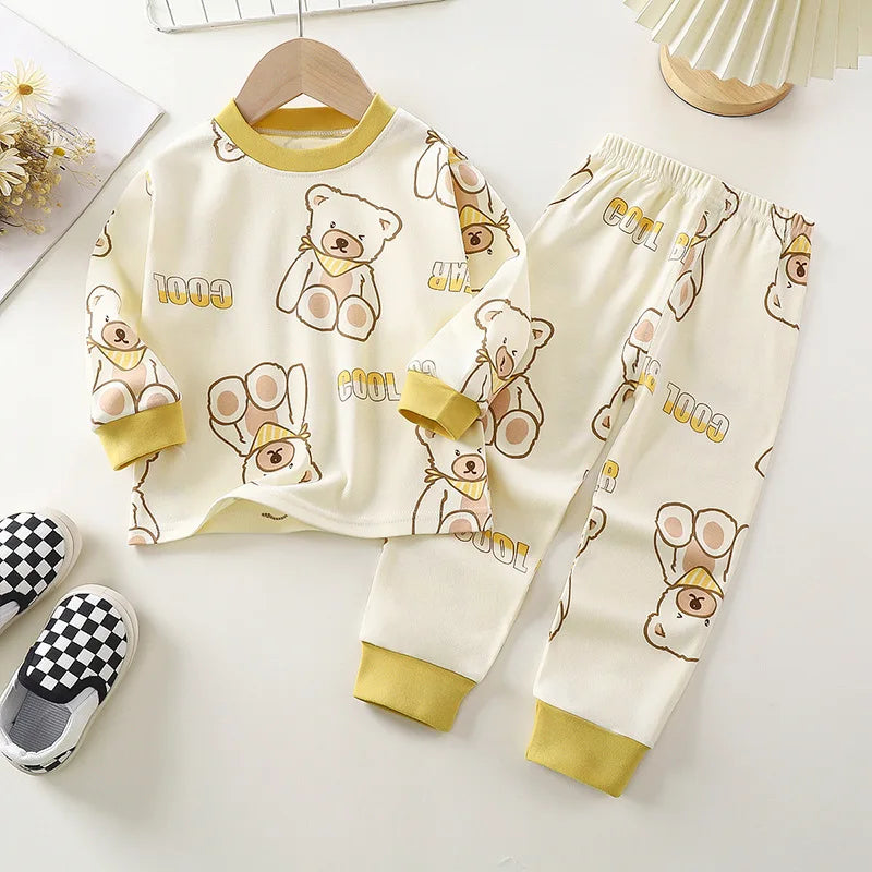 Pajama Sets for Children Loungewear Long Sleeve Kid Boy Girl Clothes Cute Deisgn Lightweight Comfortable Fabric Sleepwear Outfit