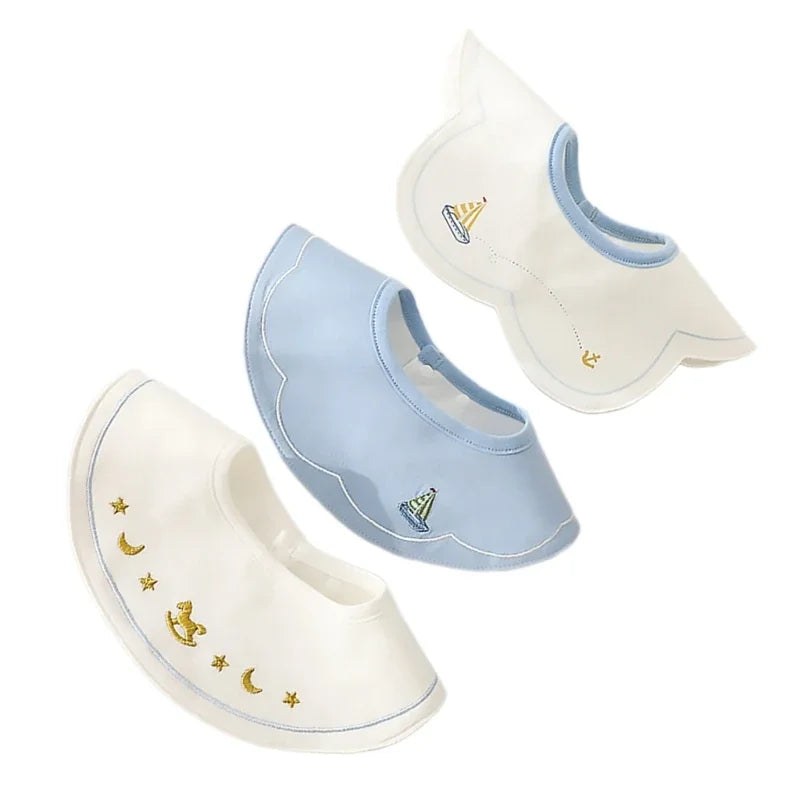 3Pcs Waterproof INS Korean Baby Cotton Bibs Cartoon Embroidery Burp Cloths Boys Girls Care Saliva Towel Kids Accessories