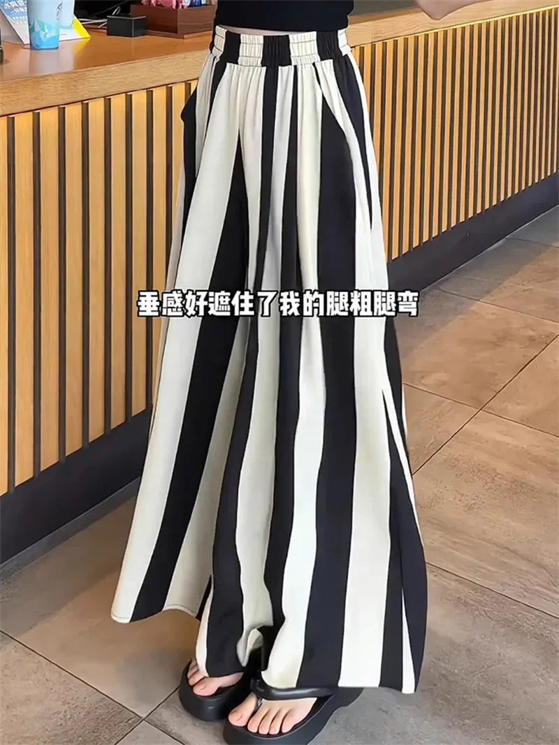 Women Pants 2025 New Striped Wide leg Pants For Female Casual Versatile Fashion Large Size Trousers Female Casual Pants
