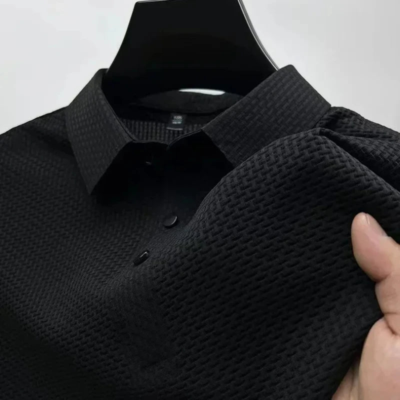 Summer Short Sleeve Polo Shirts Men Turn-Down Collar Anti-Wrinkle Solid Polos Tops Breathable Male Business Casual Tees Tshirts