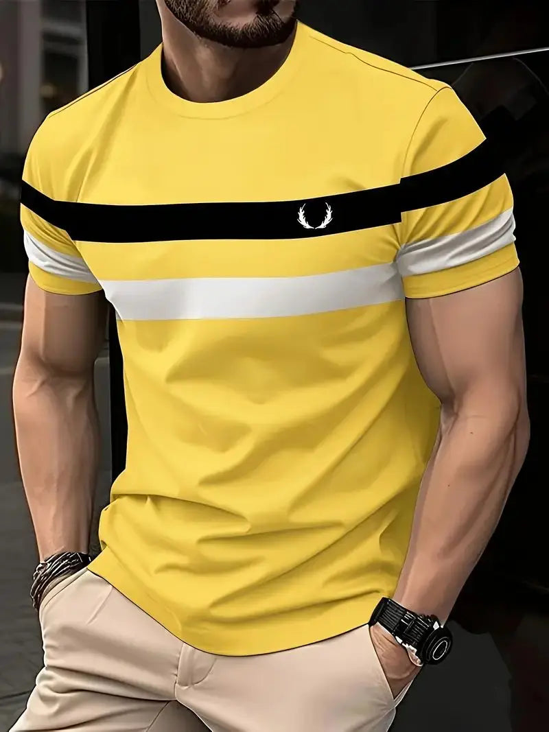 Striped Men's T-Shirt Fashion Summer 3d Print Short Sleeves Casual Retro T Shirt For Men Clothing Top Tee