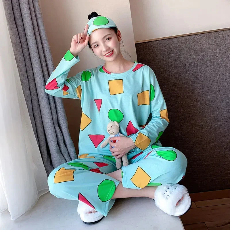Pijama Sin Chan Man Pajama Sinchan Cotton Summer Short Sets Japanese Pajamas for Couples Man and Woman Sleepwear 2025