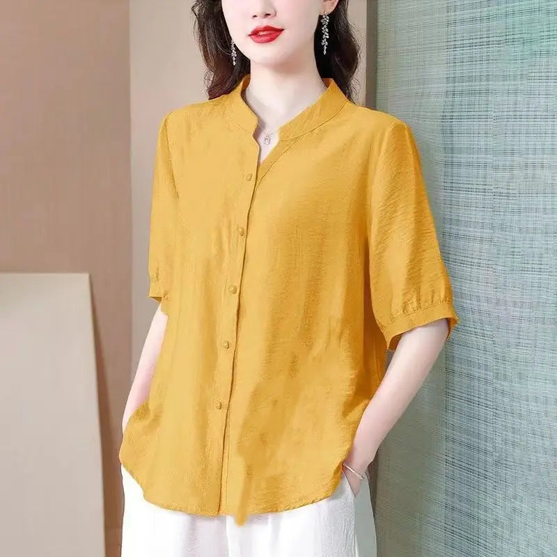 Summer 2025 Pure Cotton Shirt New Retro Top Loose New Breathable Top