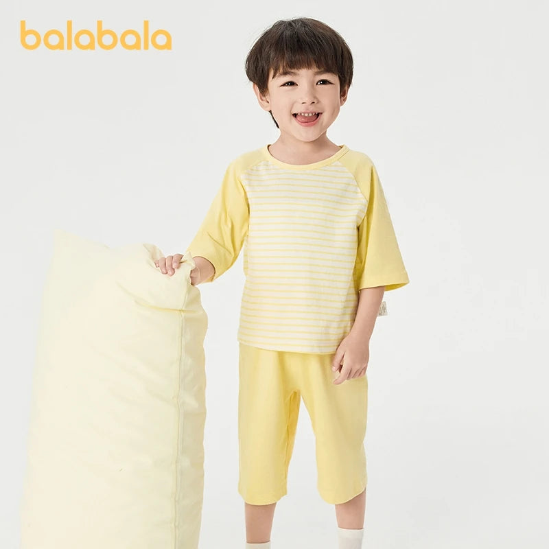 Balabala Pajama Sets Boys GirlsThin 2025 Summer New Air-conditioned Clothing Home Wear for Young and Older Children Parent-Child