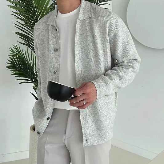 Men's Clothing Autumn Winter Long Sleeve New Tops Shirts Sweaters Turn-down Collar Simple Comfortable Versatile Selling Solid