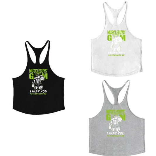 Sports strap vest fitness men's pure cotton sleeveless I-shaped suspender loose muscle men's fitness training clothes
