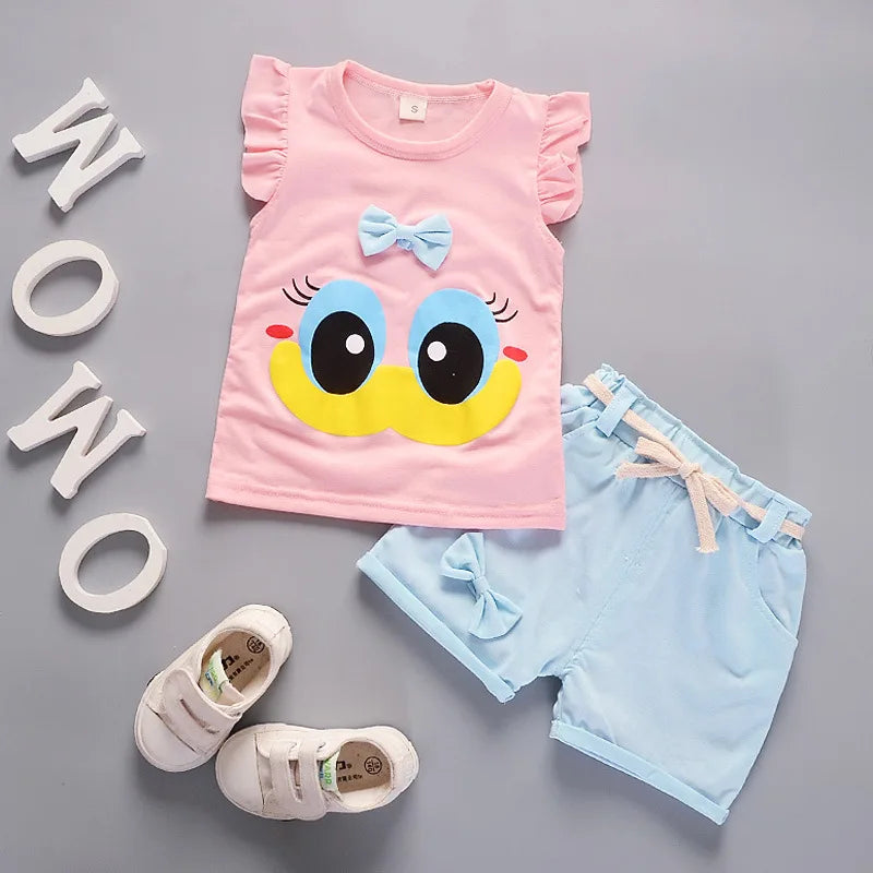Children's Girls Clothes Summer New Baby Girl Fashion Cute Vest Shorts 2Pcs/Sets Infant Outfits Kids Tracksuits 1 2 3 4 Years