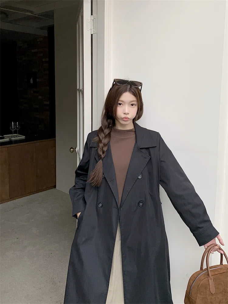 2025 Women's Coat Plus Size Mid-Length Jacket British Style Fashionable Temperament Spring Autumn Arrival Windbreaker Outerwear