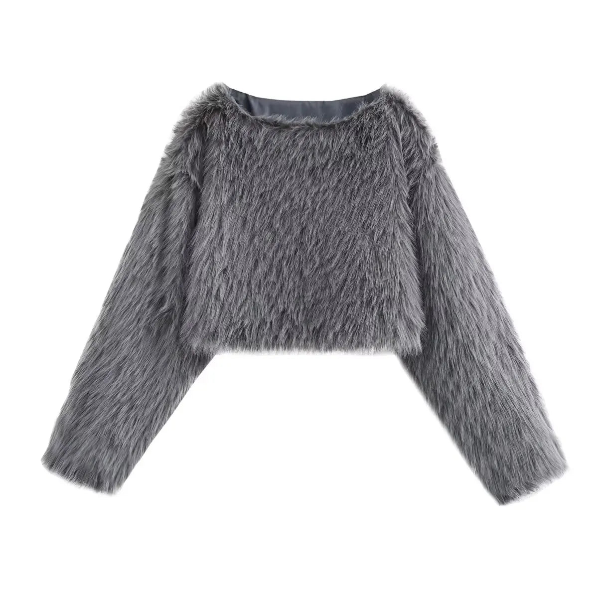 ZEVITY Women Fashion 4 Colors O Neck Long Sleeve Casual Fur Pullover Jacket Female Outerwear Chic Autumn Winter Coat Tops CT7356
