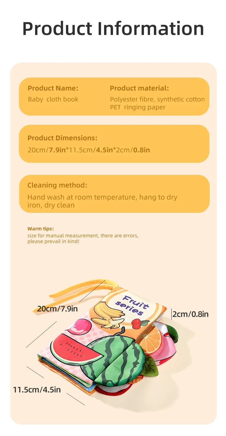 Baby Cloth Book 6 Pages 0-3 Year Old Early Education Parent-child Interaction Baby Toys For 0-3 Year Old Newborn Gifts