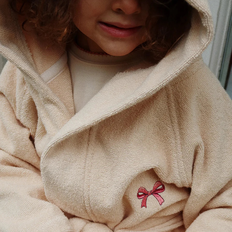 Children Cotton Bathrobe 2025 KS New Girls Embroidery Bath Towel Cloak Boys Hooded Pyjamas Baby Kids Soft Bath Robe Nightgown