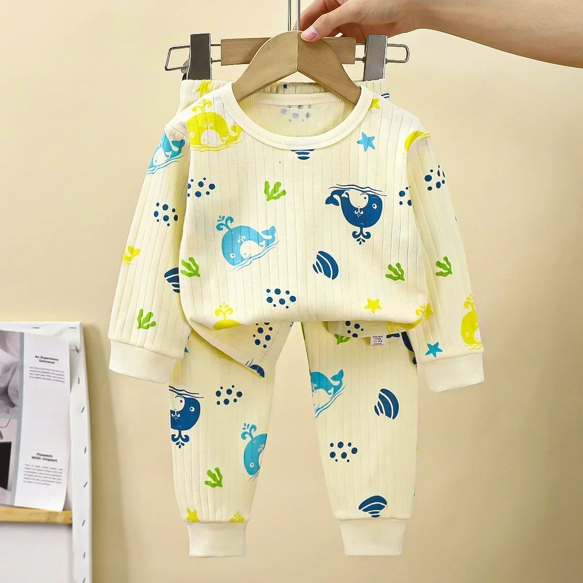 New Kids Pure Cotton Pajamas Boys Girls Cartoon Long Sleeve T-Shirt Tops + Pants Baby Autumn Sleepwear Underwear Clothing Sets