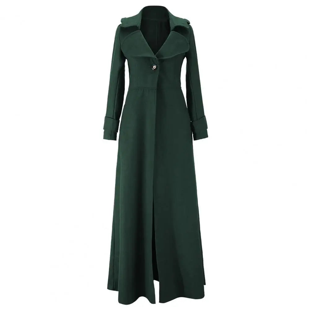 Long Women Woolen Coat Autumn Winter Single Breasted Turndown Collar Slim Fit Woolen Ladies Trench Coat Overcoat Women Jackets