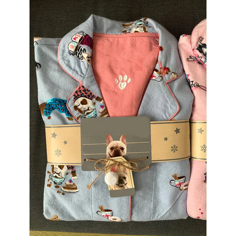 Fashion Cartoon Pijama Mujer Lencerias Cotton Long Sleeve Trouser Suits Sleepwear Loose Casual Home Clothes Loungewear Pyjama