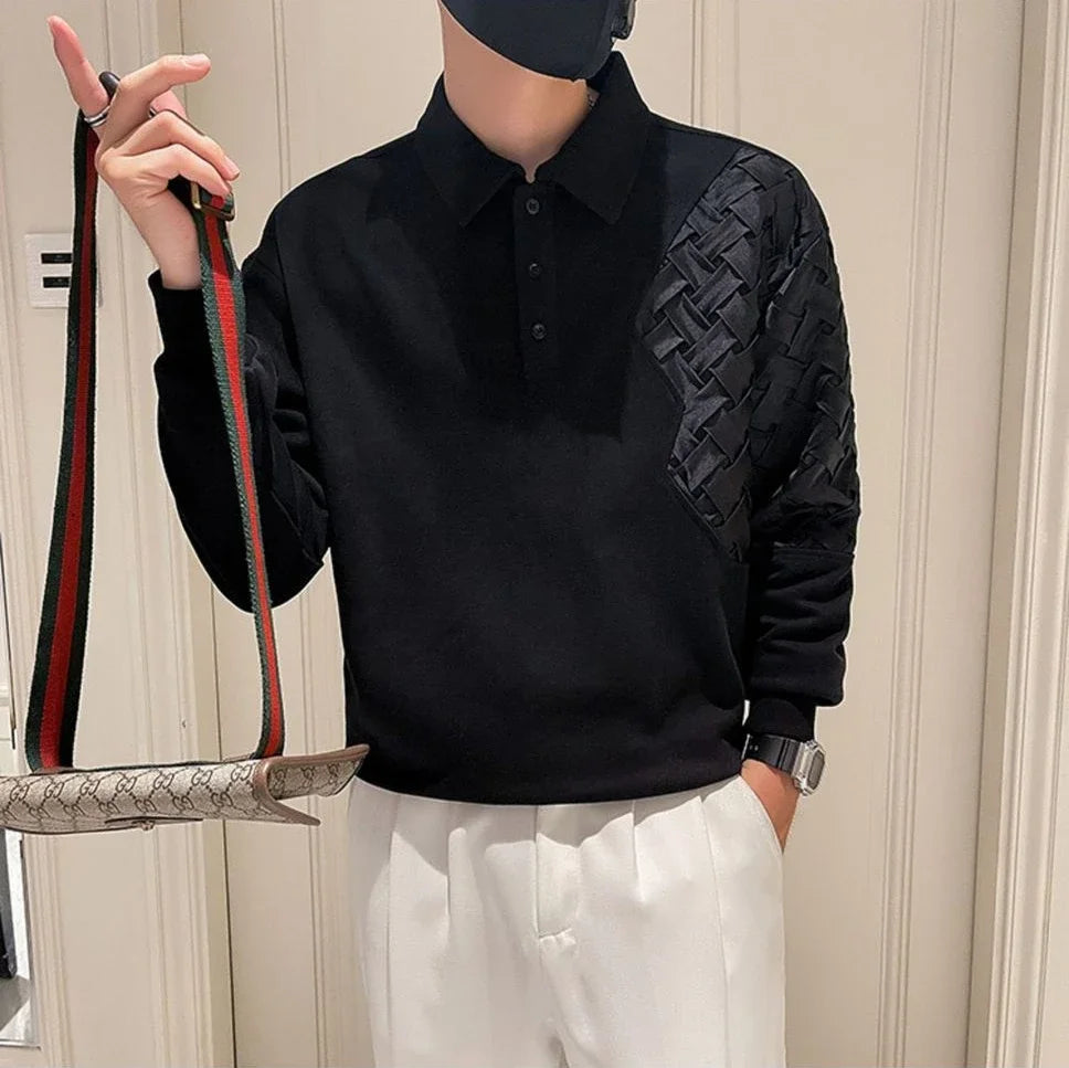 Polo T Shirt for Men 100℅ Cotton Pullovers Unicolor Man Sweatshirt Black Plain Sale Quotes Full Sleeve Designer Korean Autumn Xl