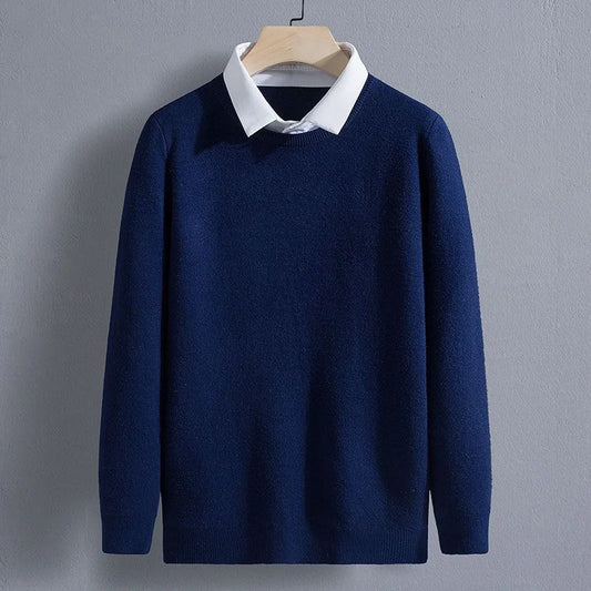 Men's Clothing Autumn Winter Long Sleeve New Tops T-Shirts Round Neck Fashion New Comfortable Solid Color Sweaters