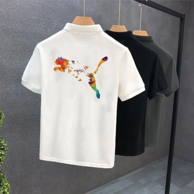 Polo Shirts Anime Male with Collar Tee Hip Hop Tops Heather Mens T-shirt Original Short Quarter Sleeve Aesthetic Casual Stylish