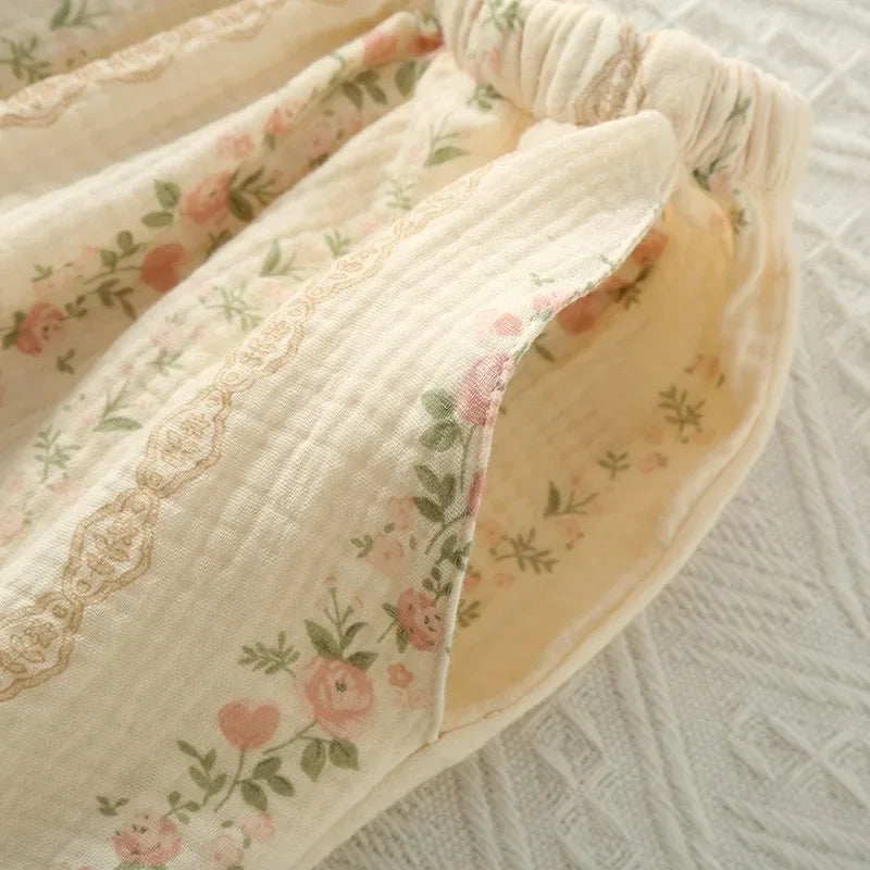 100% Cotton Women's Pajama Set Woman 2 Pieces Spaghetti Strap Sleepwear Women Floral Print Pajama  Strap