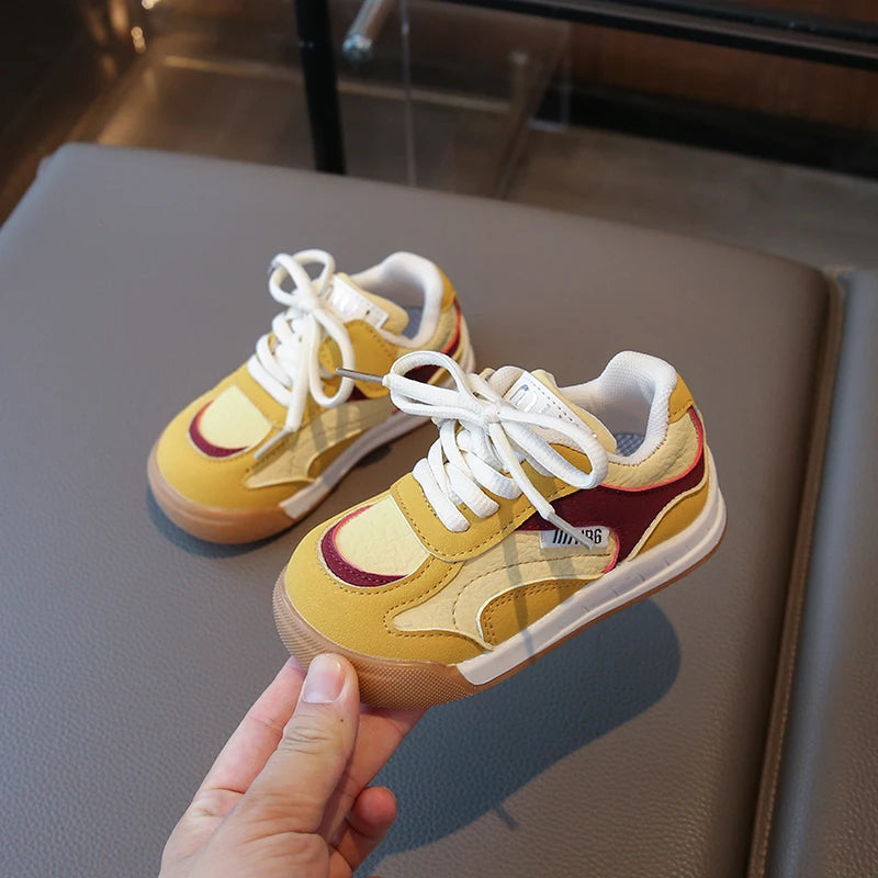Korean version Kids sports shoes  2025 new four season double mesh breathable girls' fashionable boys' single shoes