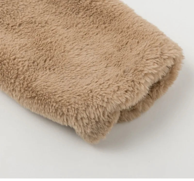 Autumn Winter Coat For Women 2025 New Elegant Teddy Bear Warm Thicken Fleece Faux Fur Coats Jacket Women Long Sleeve Outwear